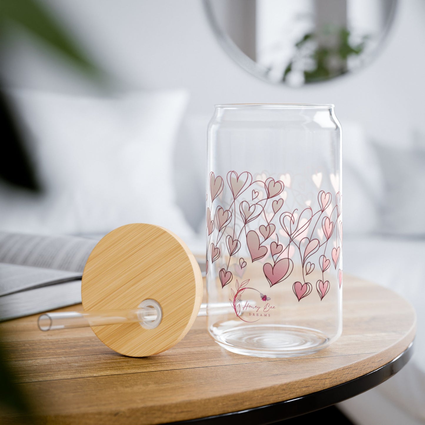Heartfelt Love Sipper Glass - 16oz Bamboo Lid with Straw