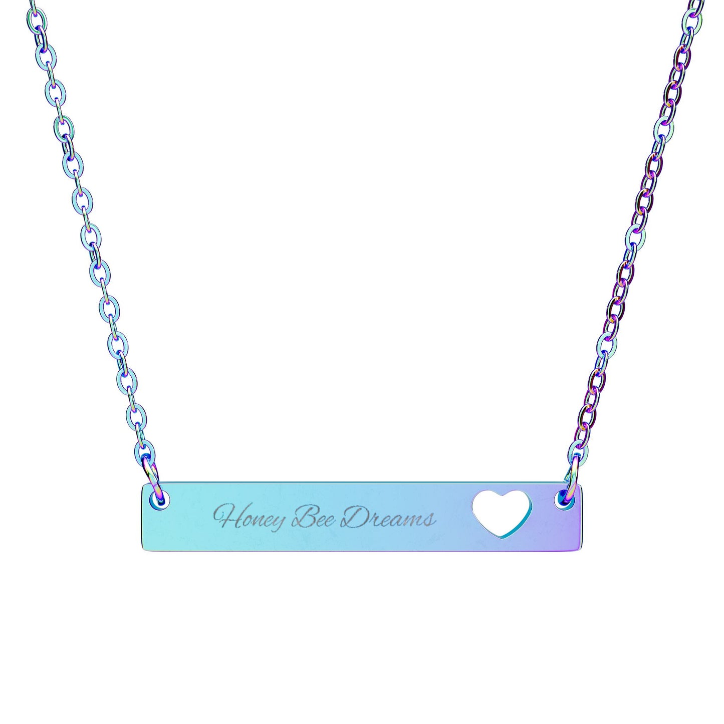 Engravable Cutout Heart Bar Necklace — Personalized Bar Pendant
