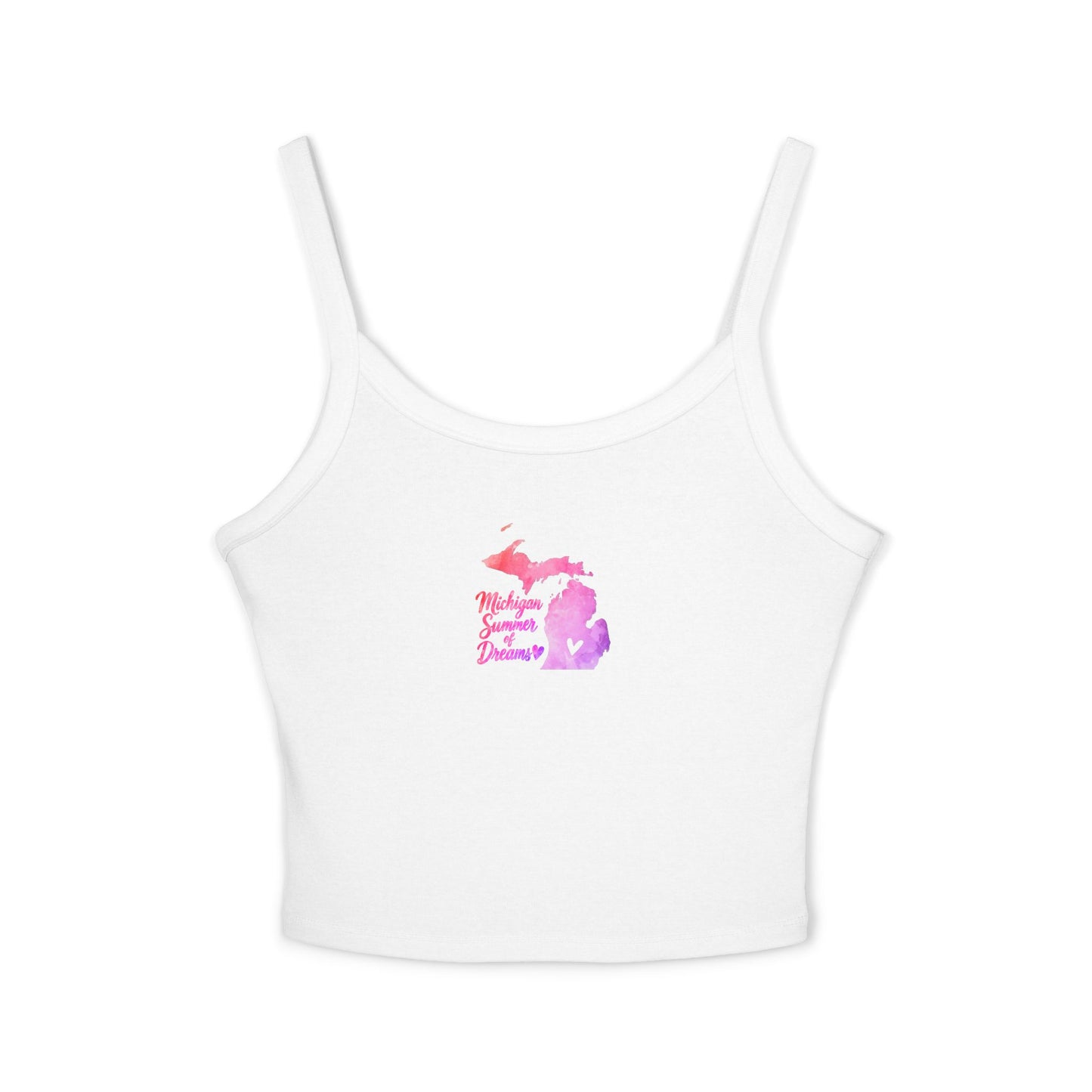 Women's Michigan Watercolor Tank Top — Pink Watercolor State Crop