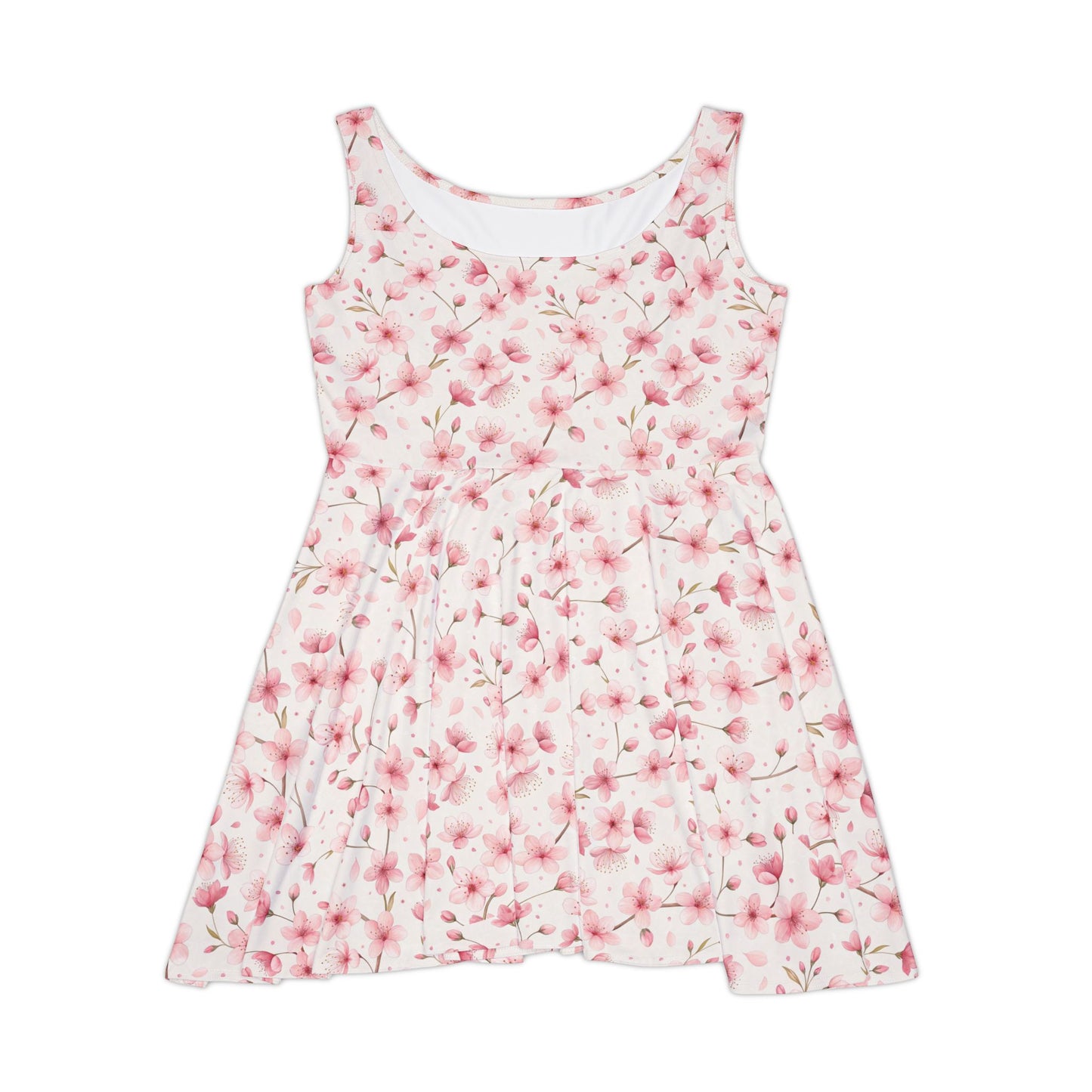 Pink Watercolor Cherry Blossom Skater Dress