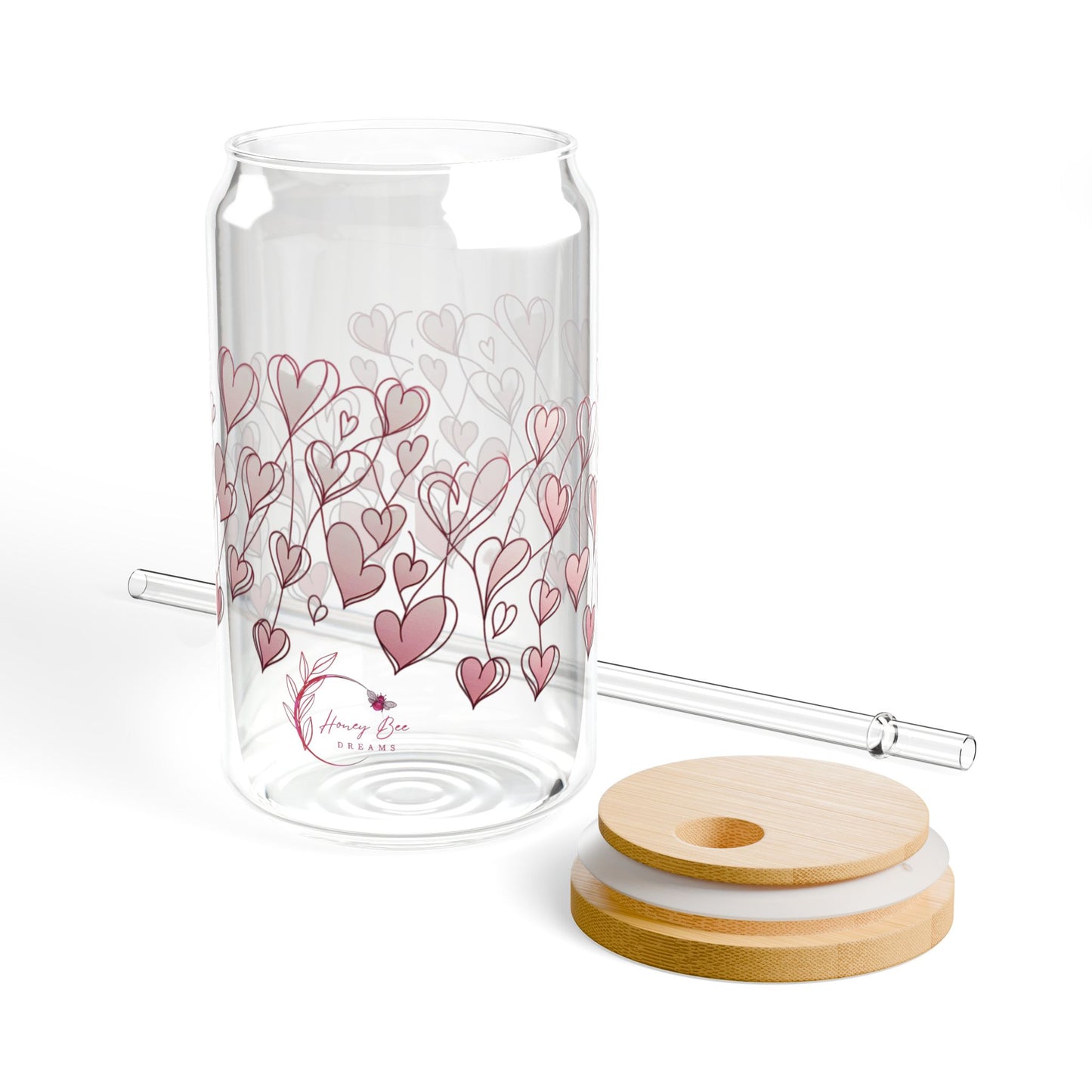 Heartfelt Love Sipper Glass - 16oz Bamboo Lid with Straw