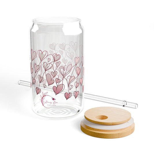 Heartfelt Love Sipper Glass - 16oz Bamboo Lid with Straw
