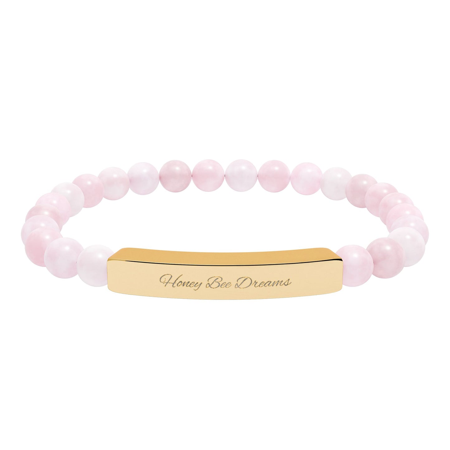 Engravable Natural Stone Bead Bracelet — Personalized Bar Stretch Bracelet
