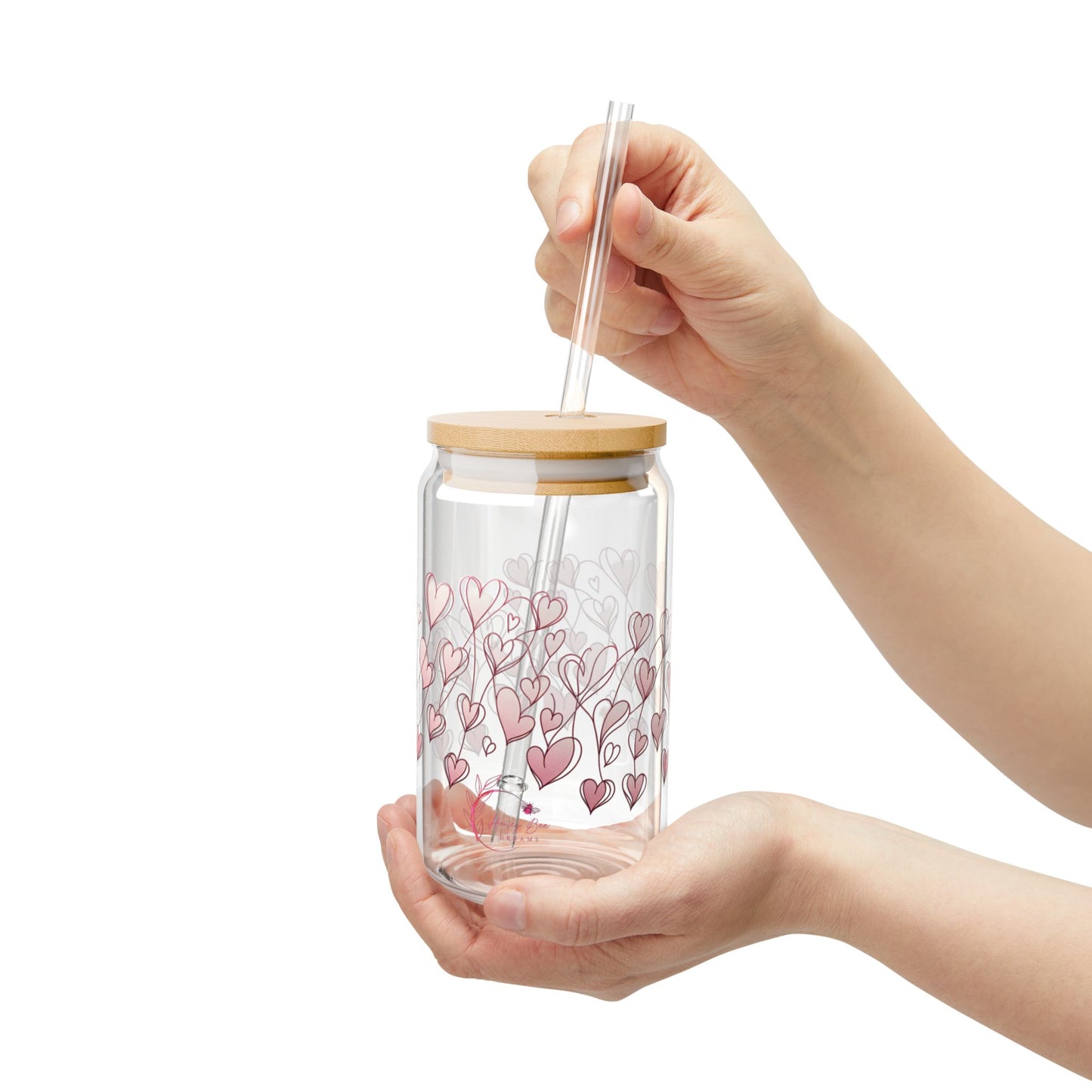Heartfelt Love Sipper Glass - 16oz Bamboo Lid with Straw