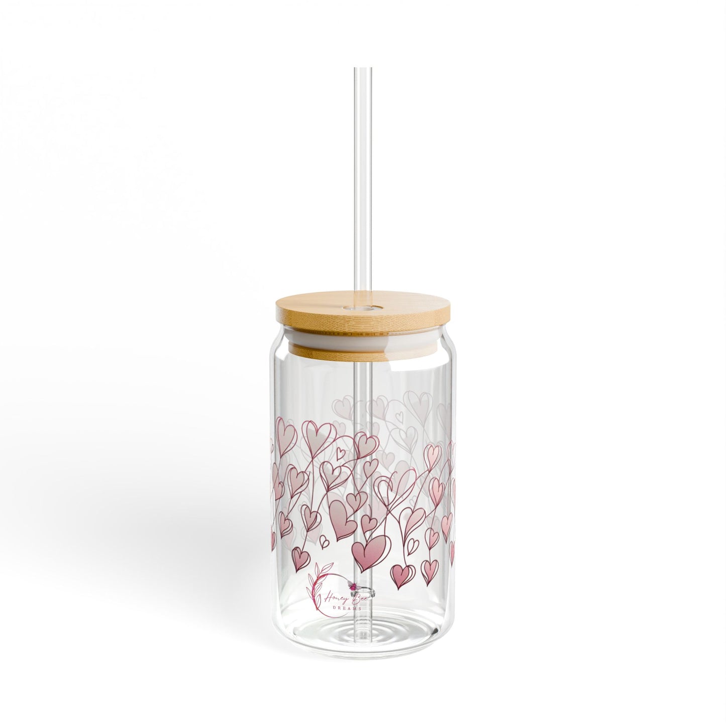 Heartfelt Love Sipper Glass - 16oz Bamboo Lid with Straw