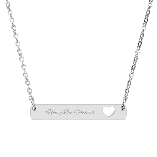 Engravable Cutout Heart Bar Necklace — Personalized Bar Pendant