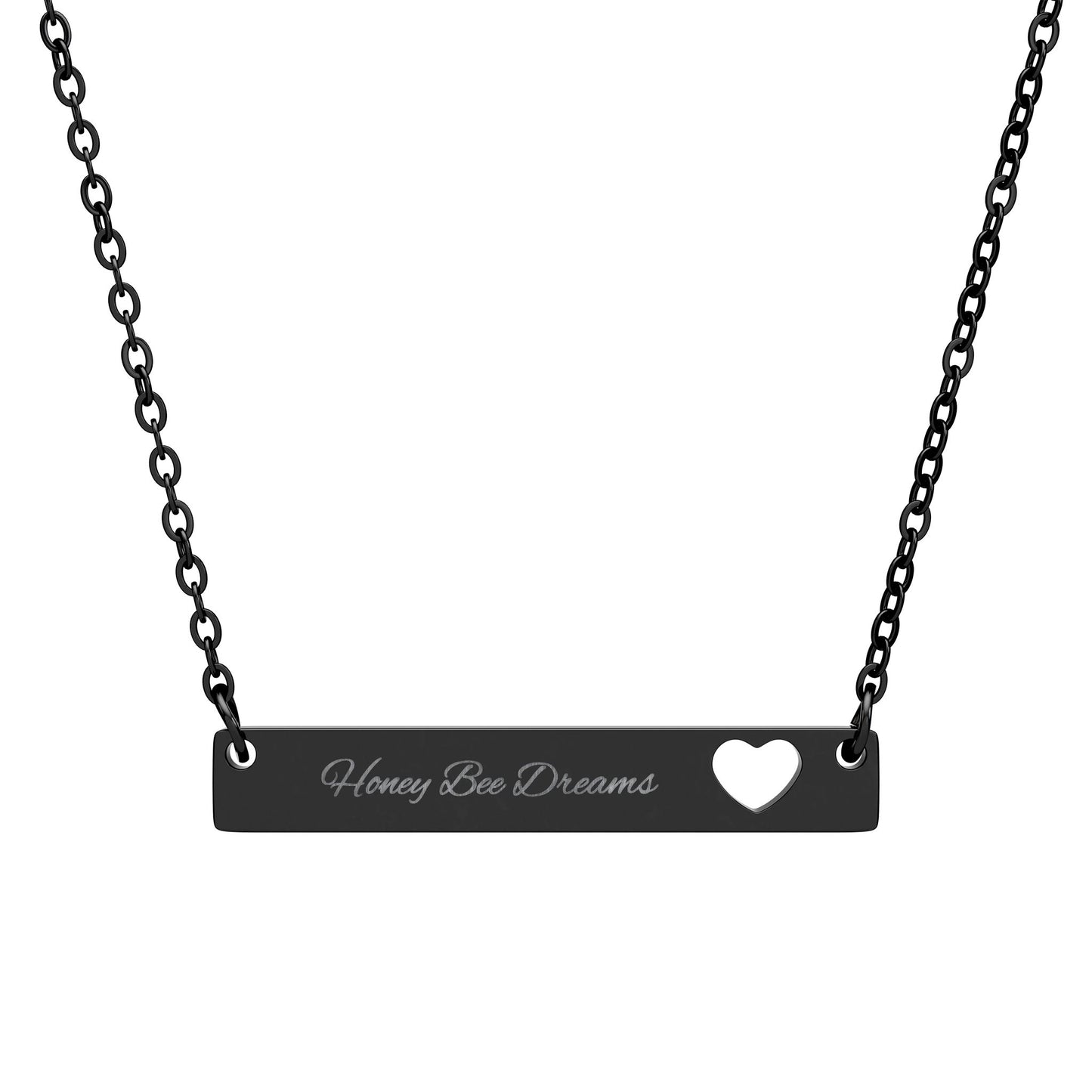 Engravable Cutout Heart Bar Necklace — Personalized Bar Pendant