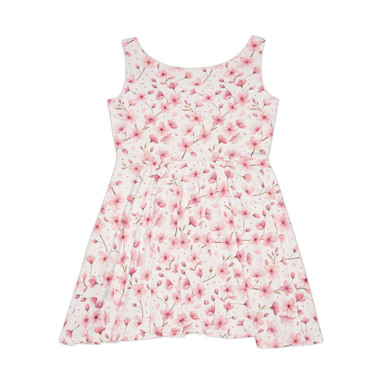 Pink Watercolor Cherry Blossom Skater Dress