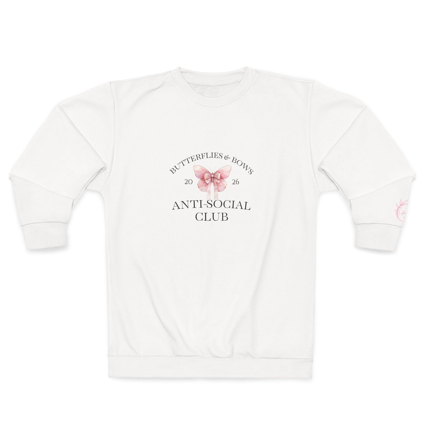 Anti-Social Club Sweatshirt — Pink Butterflies Graphic Crewneck