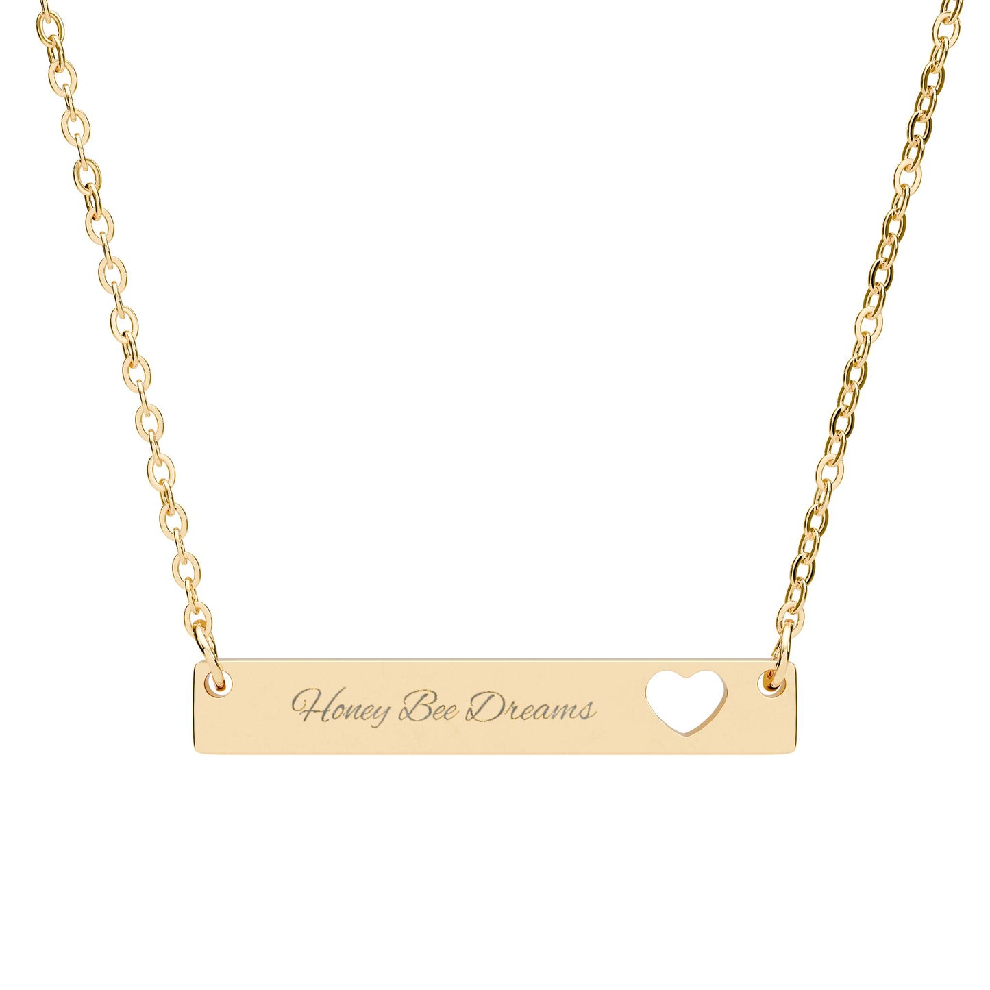 Engravable Cutout Heart Bar Necklace — Personalized Bar Pendant