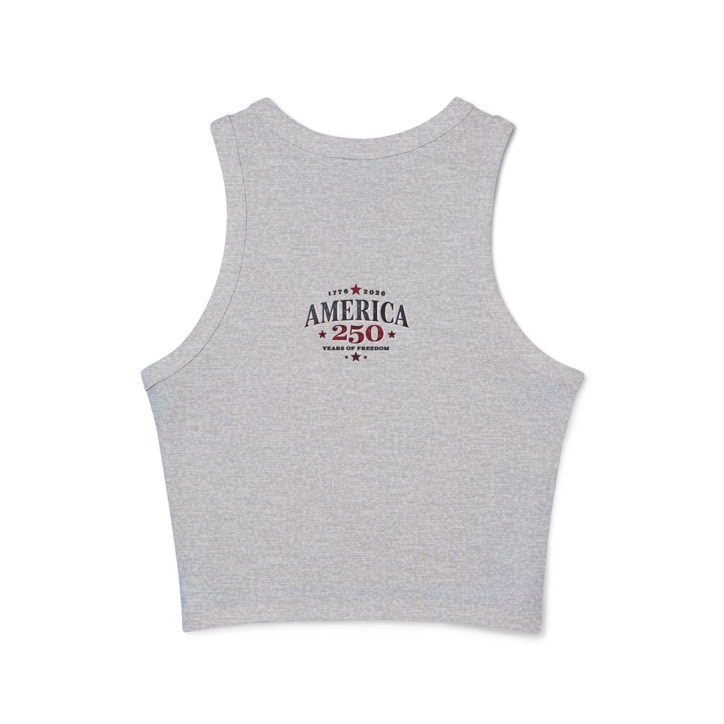 Patriotic American Flag Bow Racer Tank Top — Women's Crop