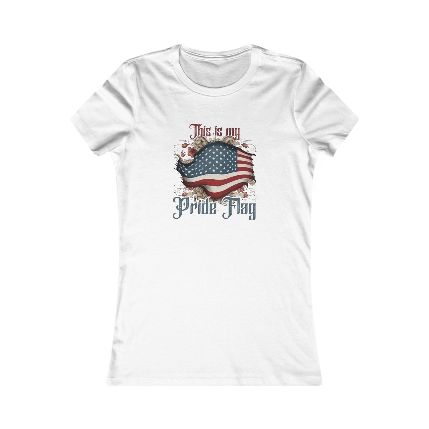 Patriotic Women's Tee — "This Is My Pride Flag" American Flag Graphic